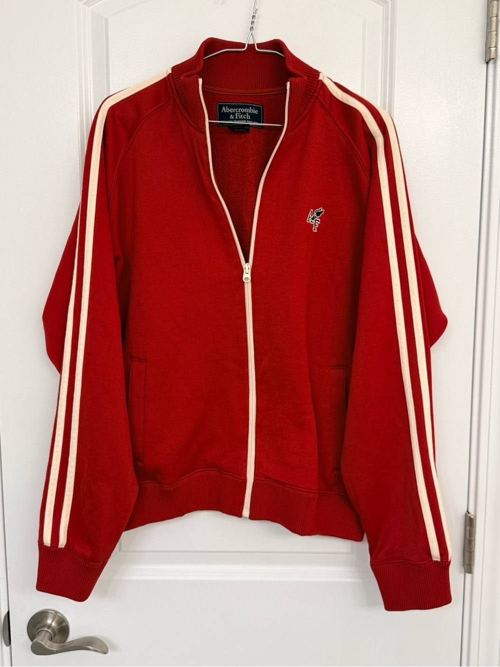 Vintage Y2K Abercrombie & Fitch A&F Red Track Jacket Racing Stripe 90s 2000s